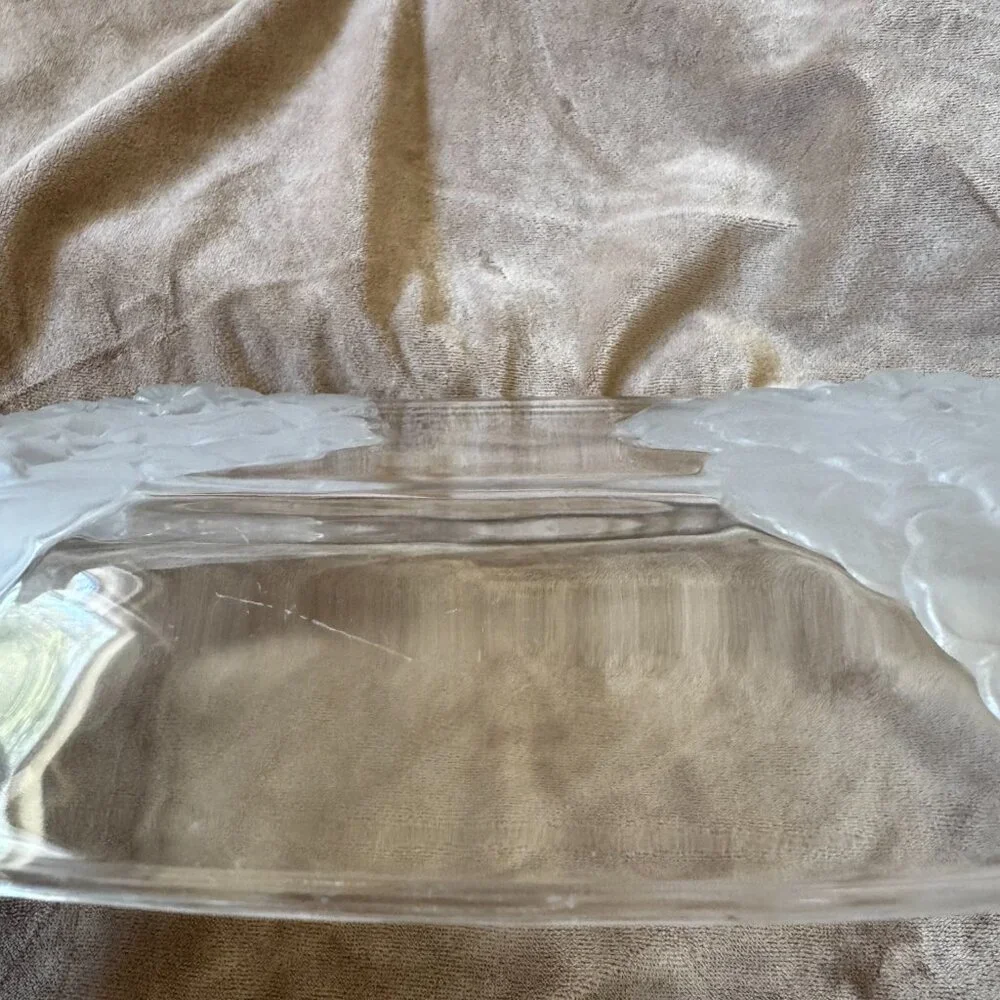 GUC Vintage Mikasa Hoya Crystal‎ Floral Motif Oval Serving Tray 13